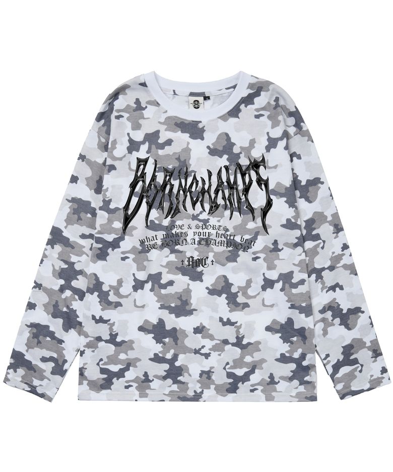 [3 COLORS] HEART TRIBAL CHROME 오버핏 카모 롱 슬리브 B25ST57