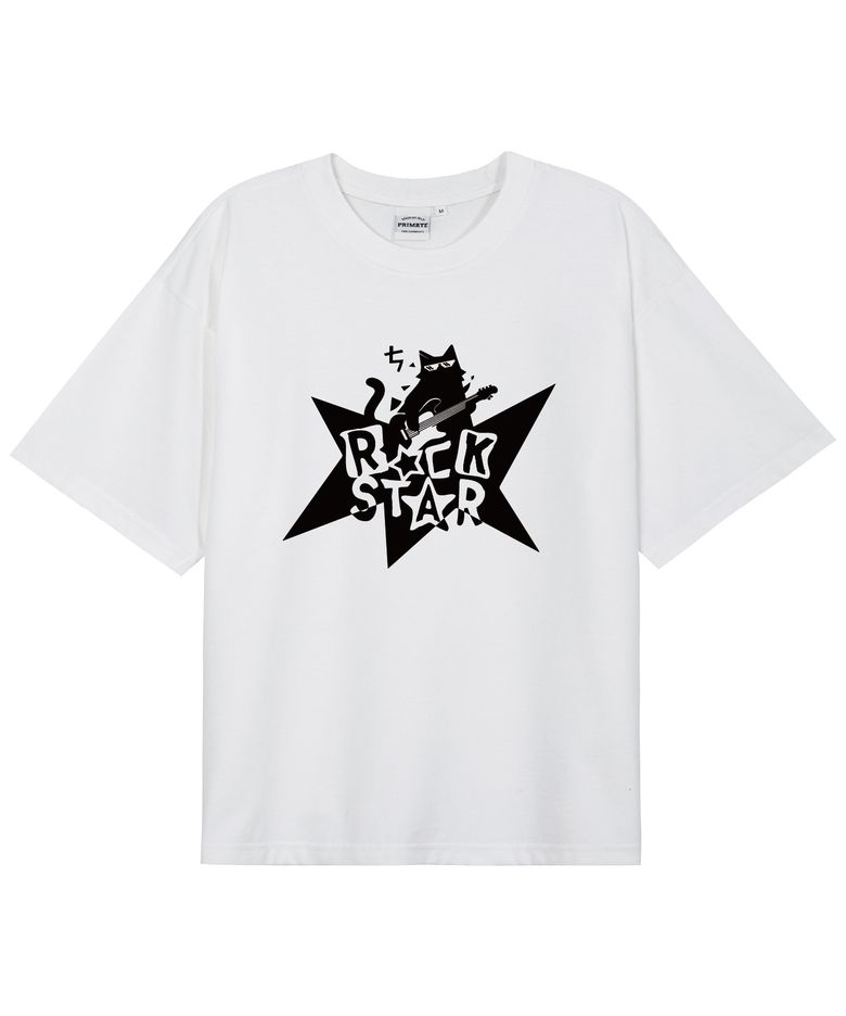 [11 COLORS] ROCK STAR CAT 오버핏 반팔티셔츠 B25ST58