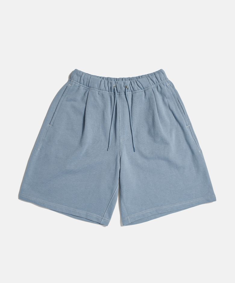 Pleated Sweat Shorts Misty Blue
