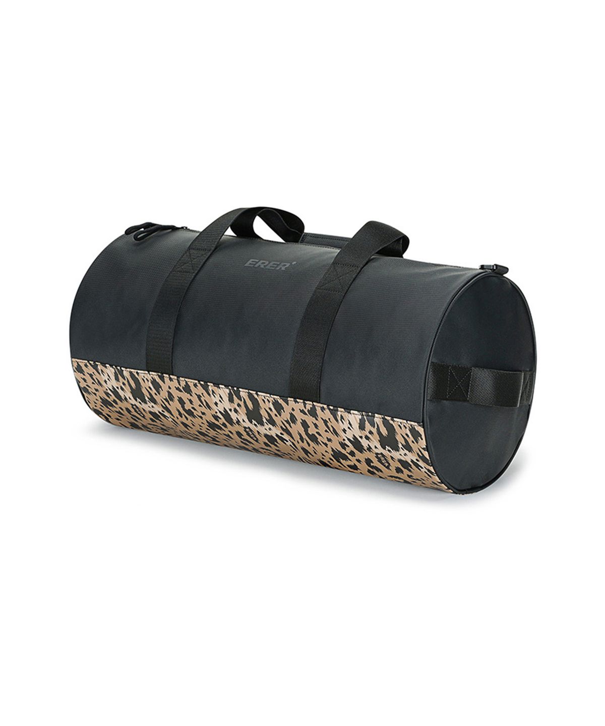 에르에르(ERER) Signature leopard roll boston bag Black