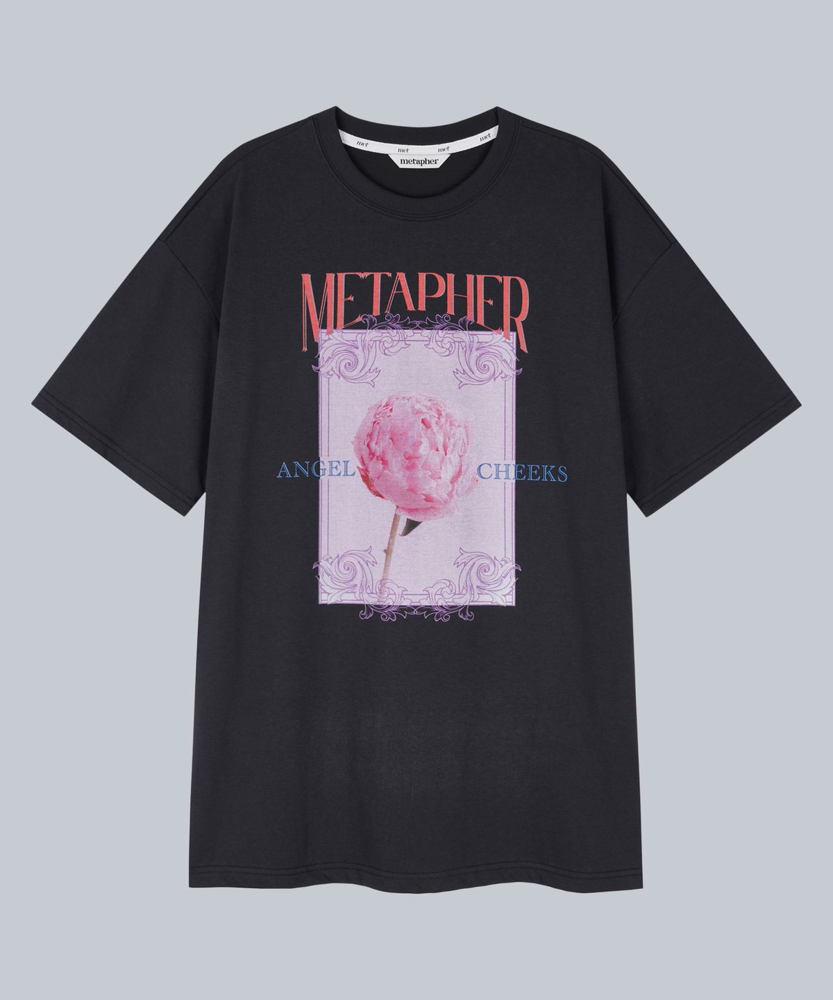 메타퍼(METAPHER) MET 엔젤 블루썸 DTP 반팔티 빈티지 챠콜