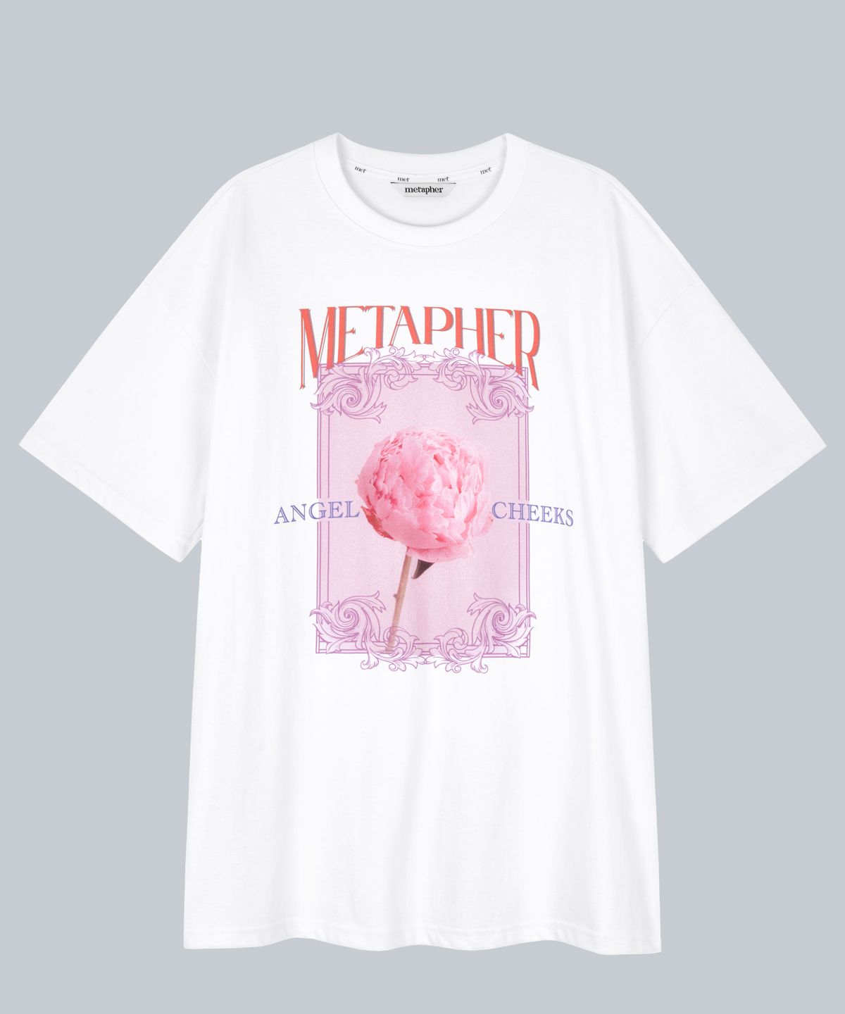 메타퍼(METAPHER) MET 엔젤 블루썸 DTP 반팔티 퓨어 화이트
