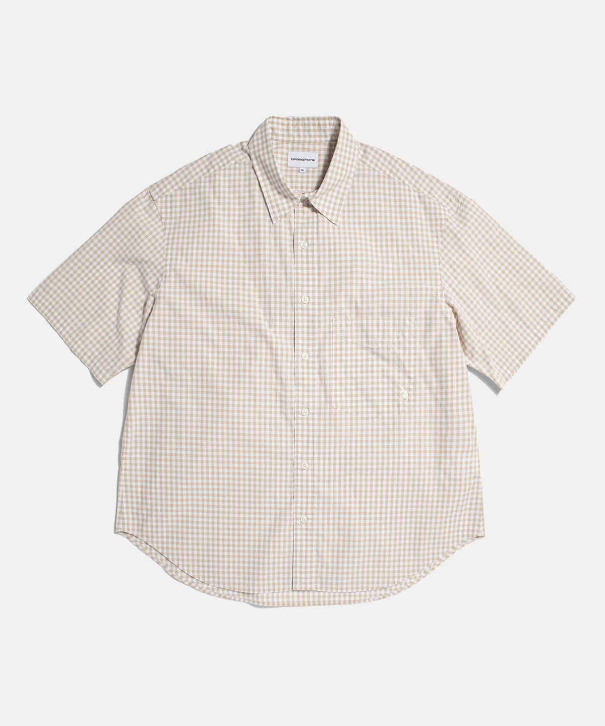에스피오나지(ESPIONAGE) Gingham S/S Over Shirt Beige