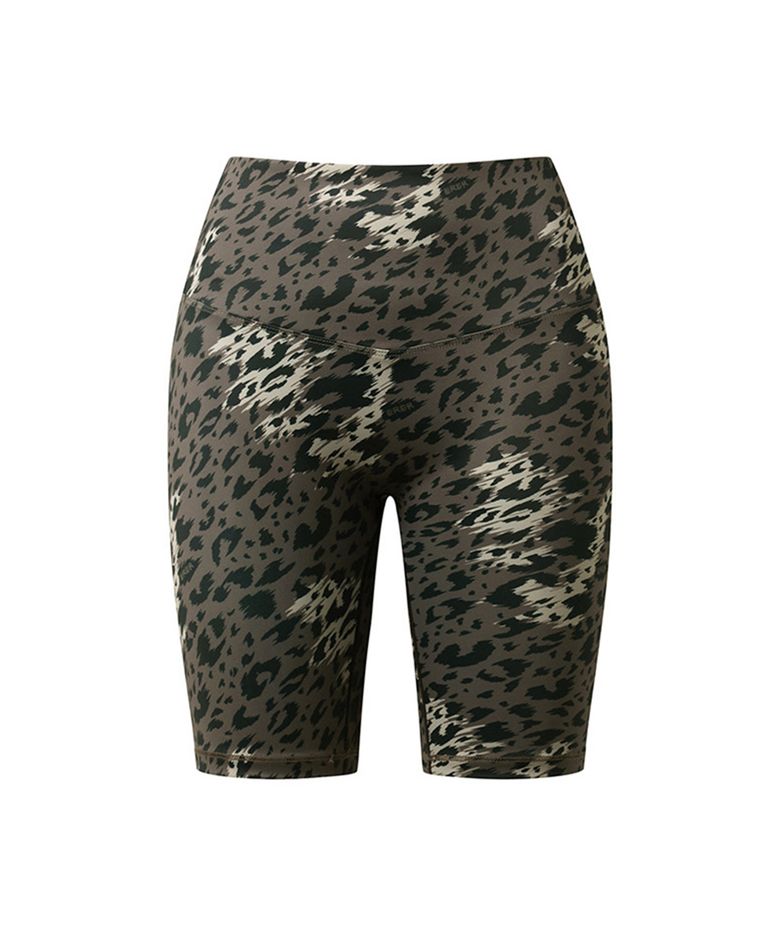 Signature leopard half leggings Brown