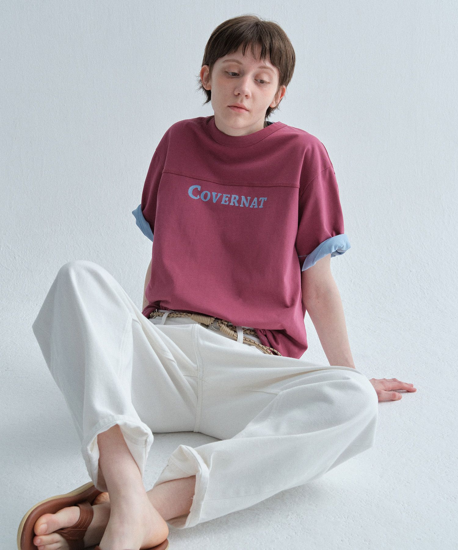 Tシャツ・カットソー COVERNAT Painting Graphic Cutting Line T-Shirt Magenta MUSINSA | COVERNAT Painting Graphic Cutting Line T-Shirt Magenta