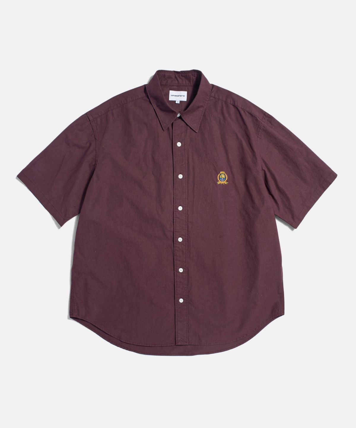 에스피오나지(ESPIONAGE) Crest Logo S/S Over Shirt Burgundy