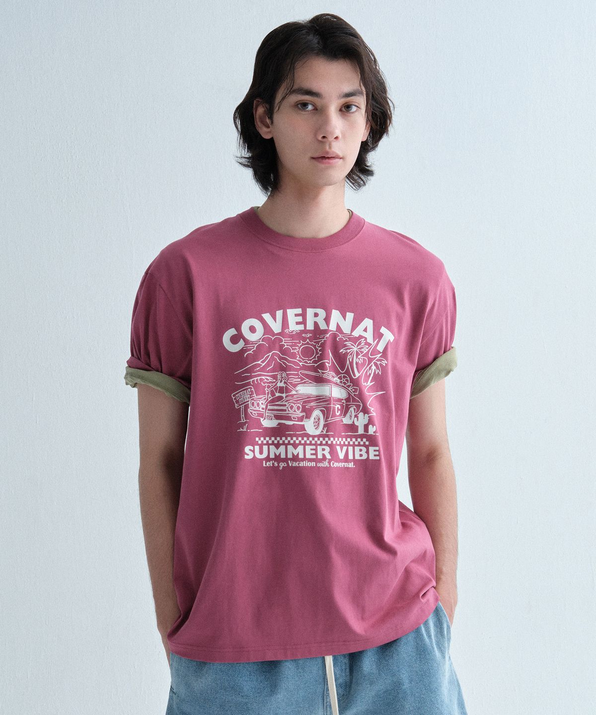커버낫(COVERNAT) 볼륨 카 그래픽 티셔츠 Magenta