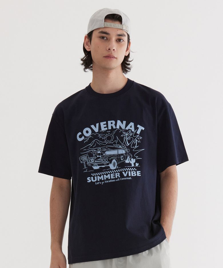 볼륨 카 그래픽 티셔츠 Dark Navy