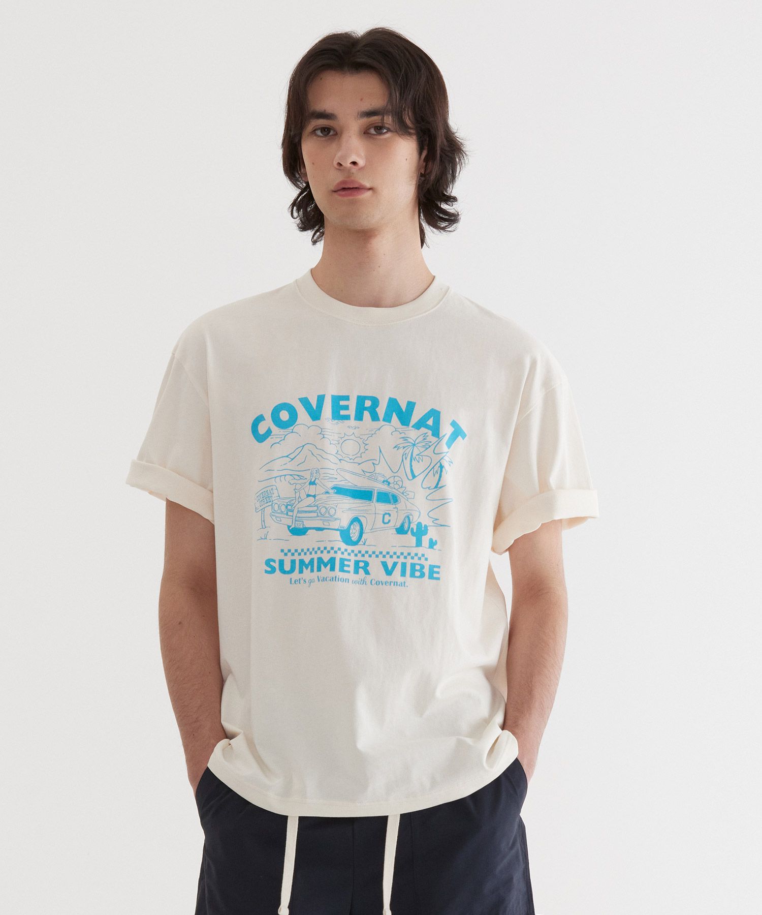Tシャツ・カットソー COVERNAT Volume Car Graphic T-Shirt Ivory MUSINSA | COVERNAT Volume Car Graphic T-Shirt Ivory