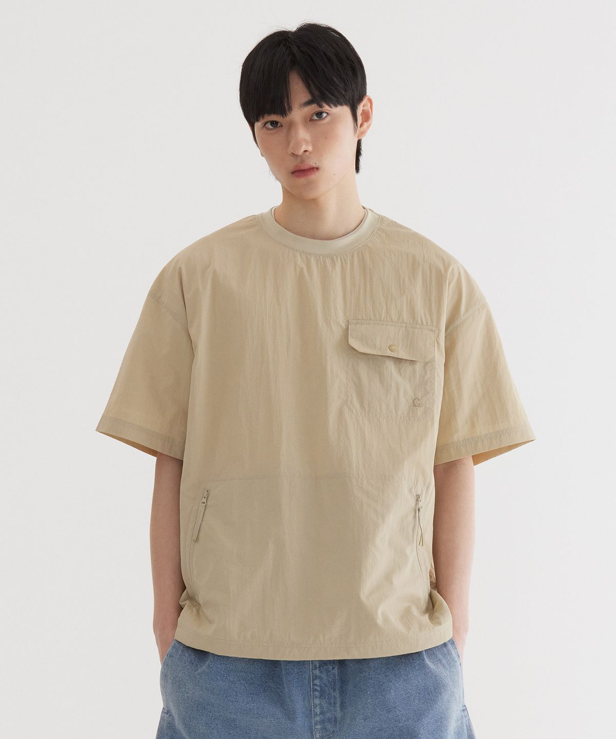 커버낫(COVERNAT) 우븐 유틸리티 티셔츠 Beige