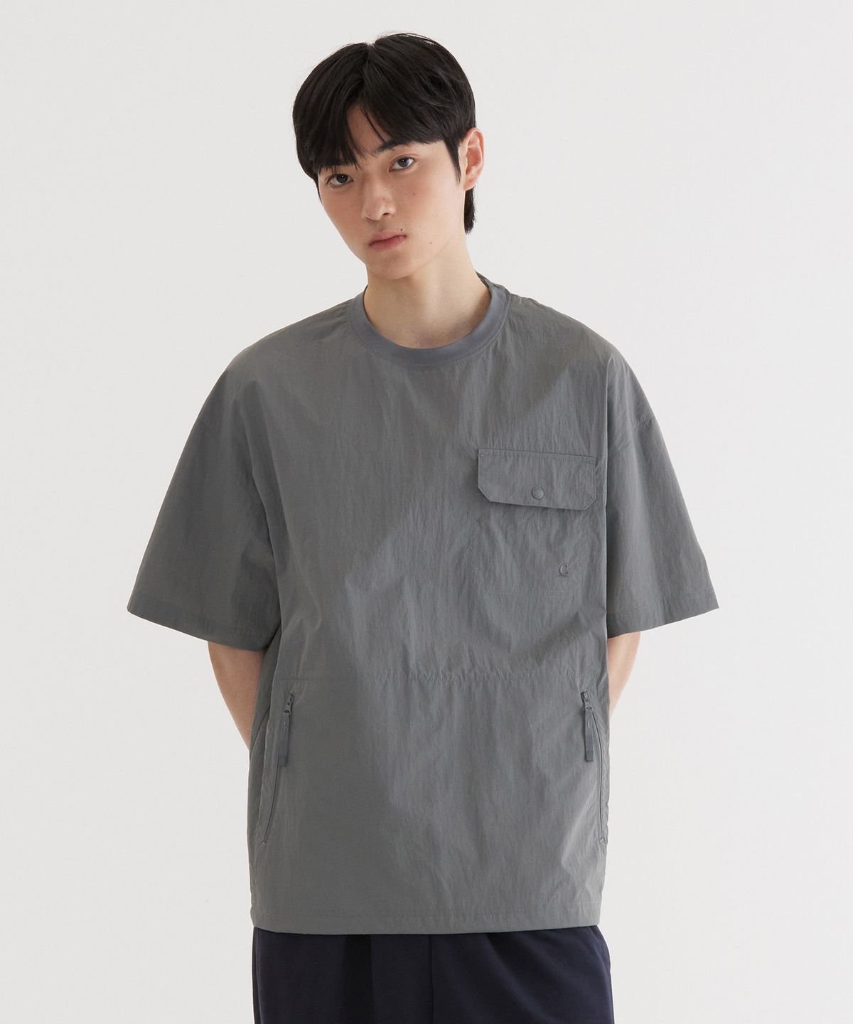 커버낫(COVERNAT) 우븐 유틸리티 티셔츠 Sage Gray