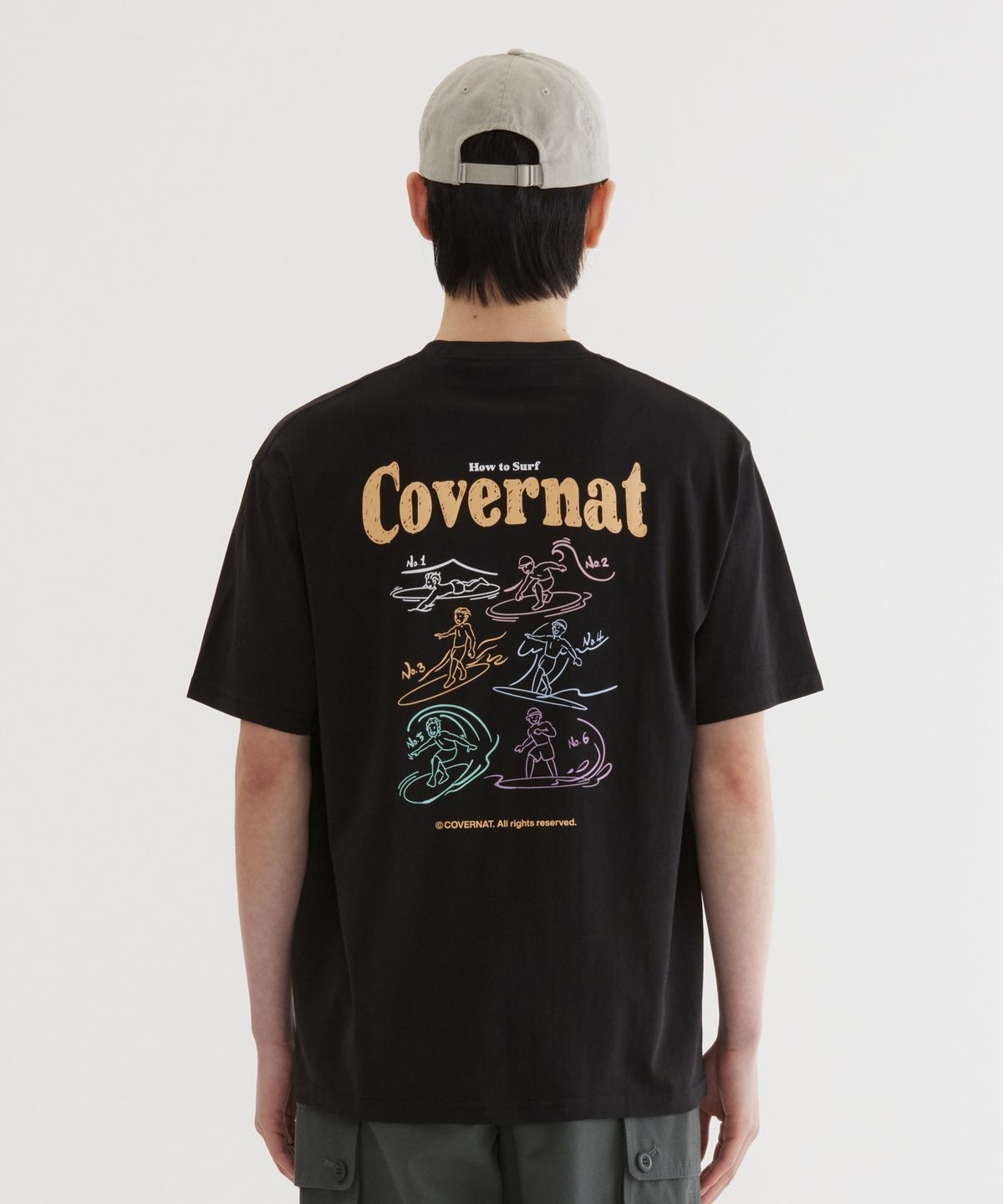 커버낫(COVERNAT) 쿨 코튼 서핑 모션 그래픽 티셔츠 Black