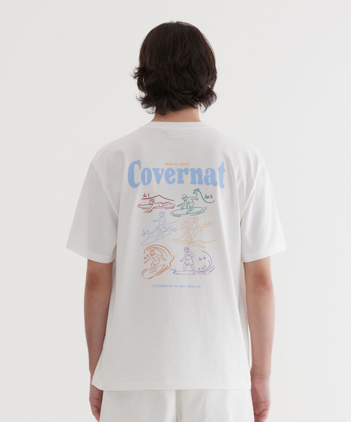 커버낫(COVERNAT) 쿨 코튼 서핑 모션 그래픽 티셔츠 White