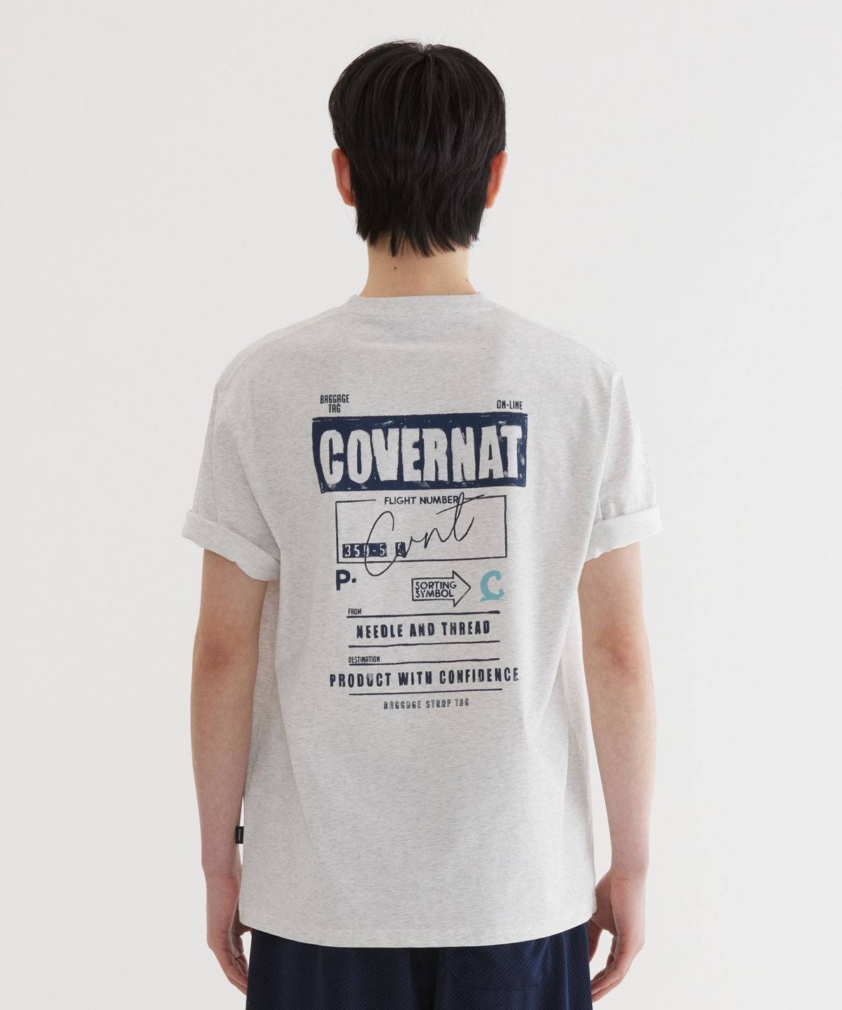 커버낫(COVERNAT) 수피마 배기지택 그래픽 티셔츠 Heather Gray