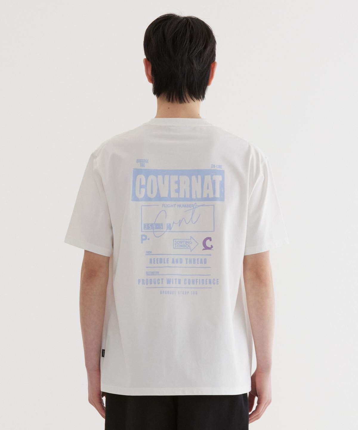 커버낫(COVERNAT) 수피마 배기지택 그래픽 티셔츠 White