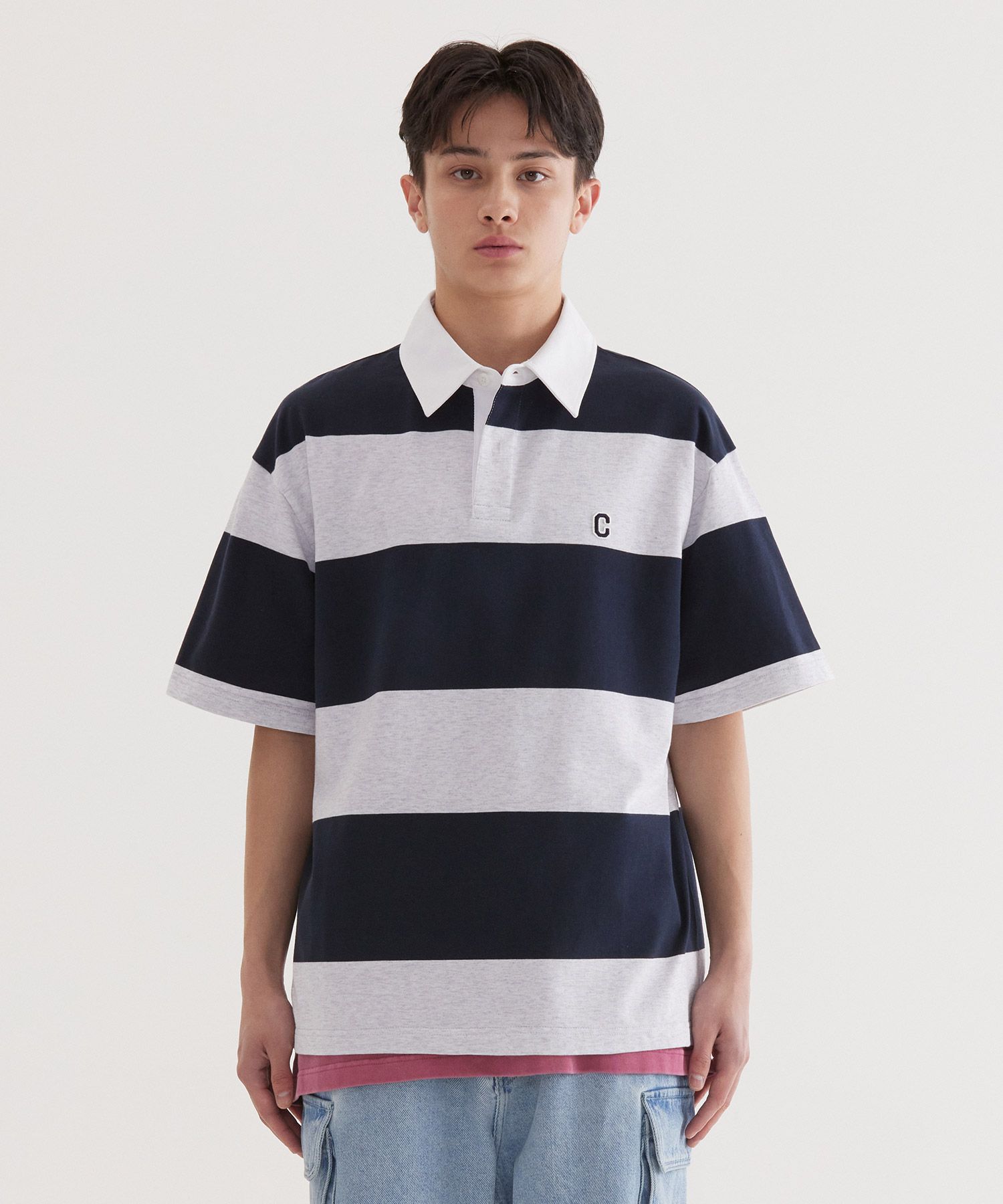 MUSINSA | COVERNAT C Logo Rugby Collar T-Shirt Dark Navy