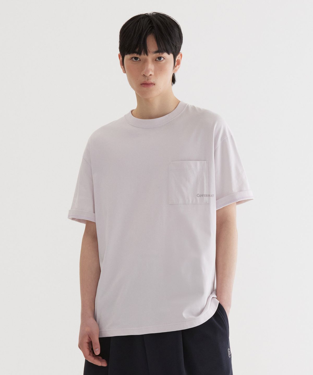 커버낫(COVERNAT) 베이직 포켓 티셔츠 Light Purple