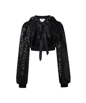Sequin hooded cardigan Black