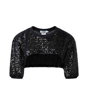 Sequin cropped t-shirt Black