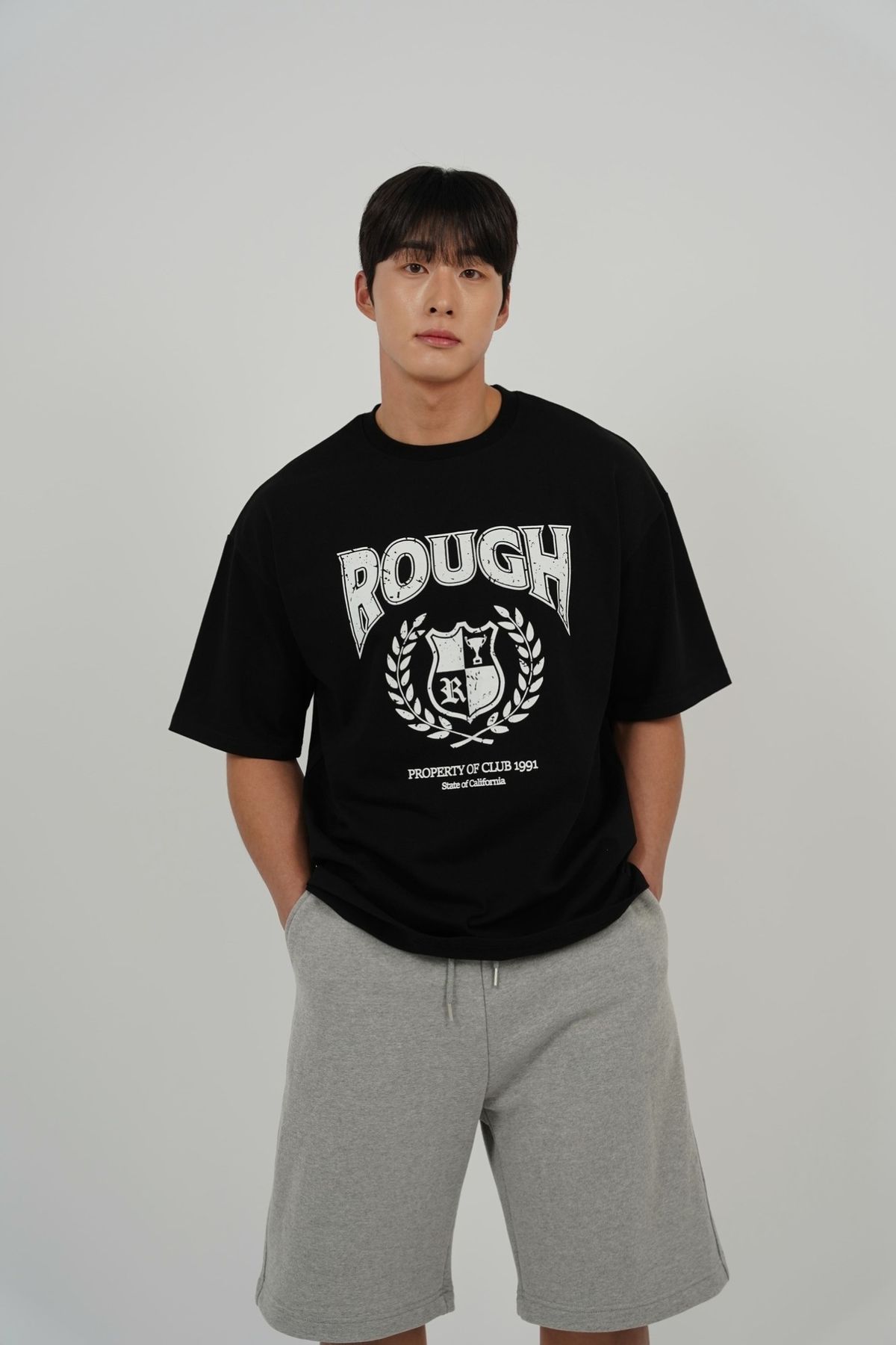 러프 애슬레틱(ROUGH ATHLETIC) [헤비코튼] 헤리티지 로고 티셔츠 -Black