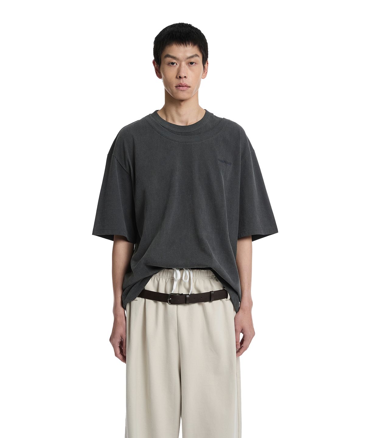 트렁크프로젝트(TRUNK PROJECT) Double Neck Layered T-Shirt_Grey