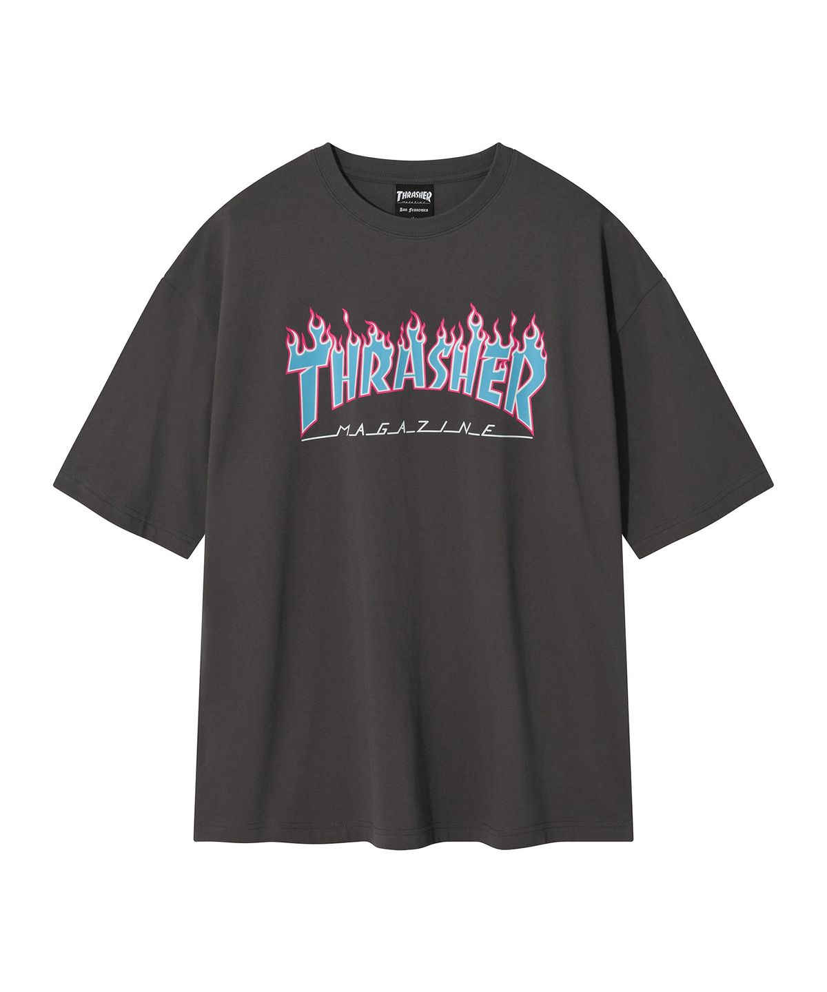 트레셔(THRASHER) 플레임 반팔 티셔츠 차콜