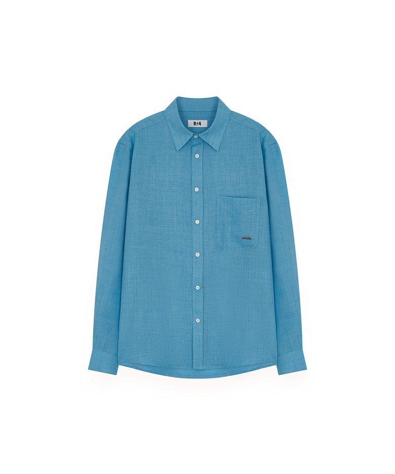 R-0053 / WOOL BLEND - VACATION SHIRTS(SKY-BLUE)