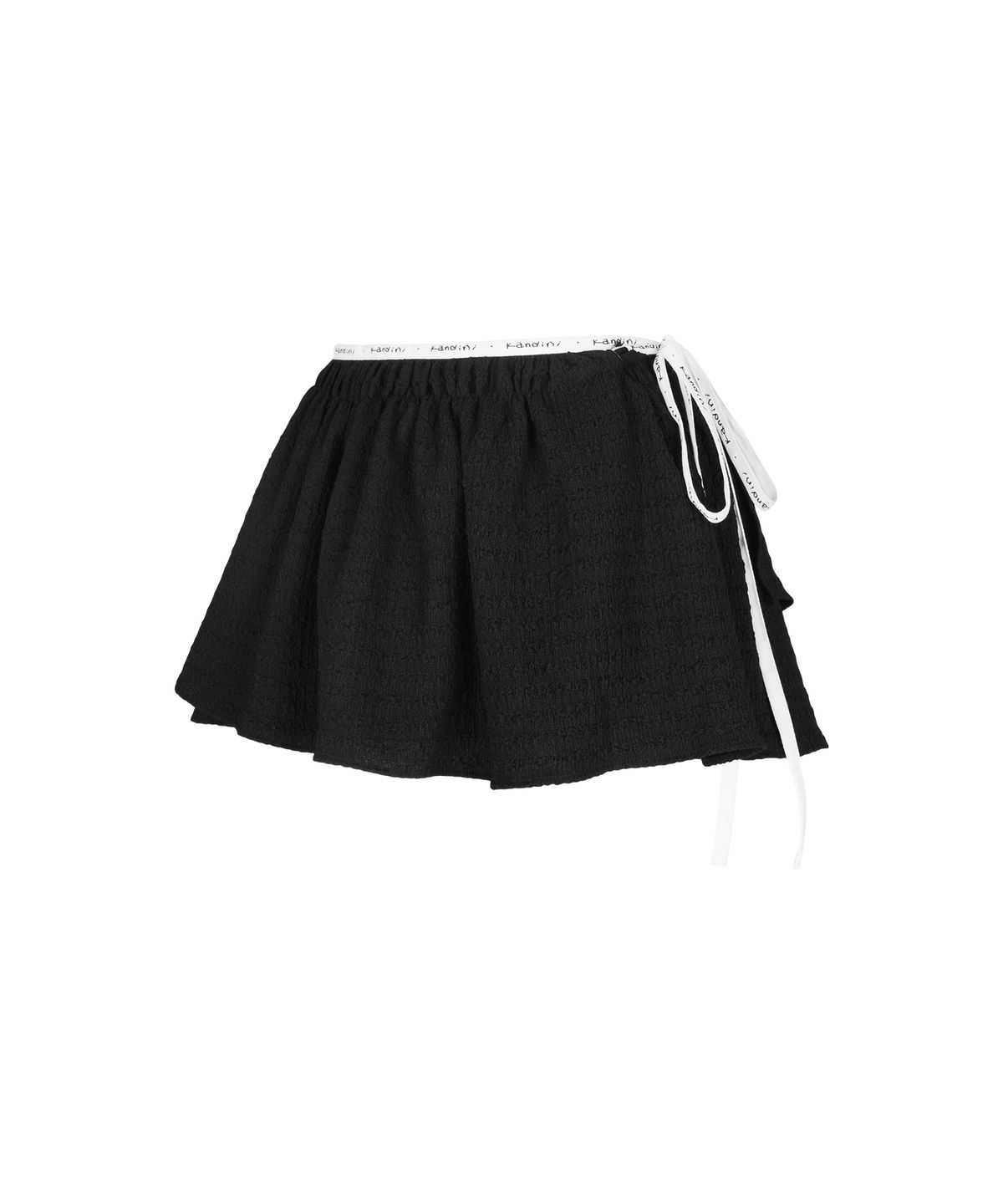 칸디니(KANDINI) 블랙 시어서커 랩 스커트