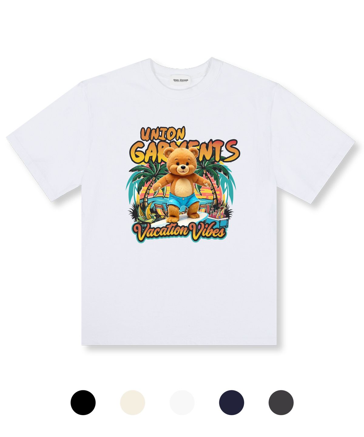 유니온가먼츠(UNION GARMENTS) 베케이션 바이브 오버핏 반팔 티셔츠 5 COLOR
