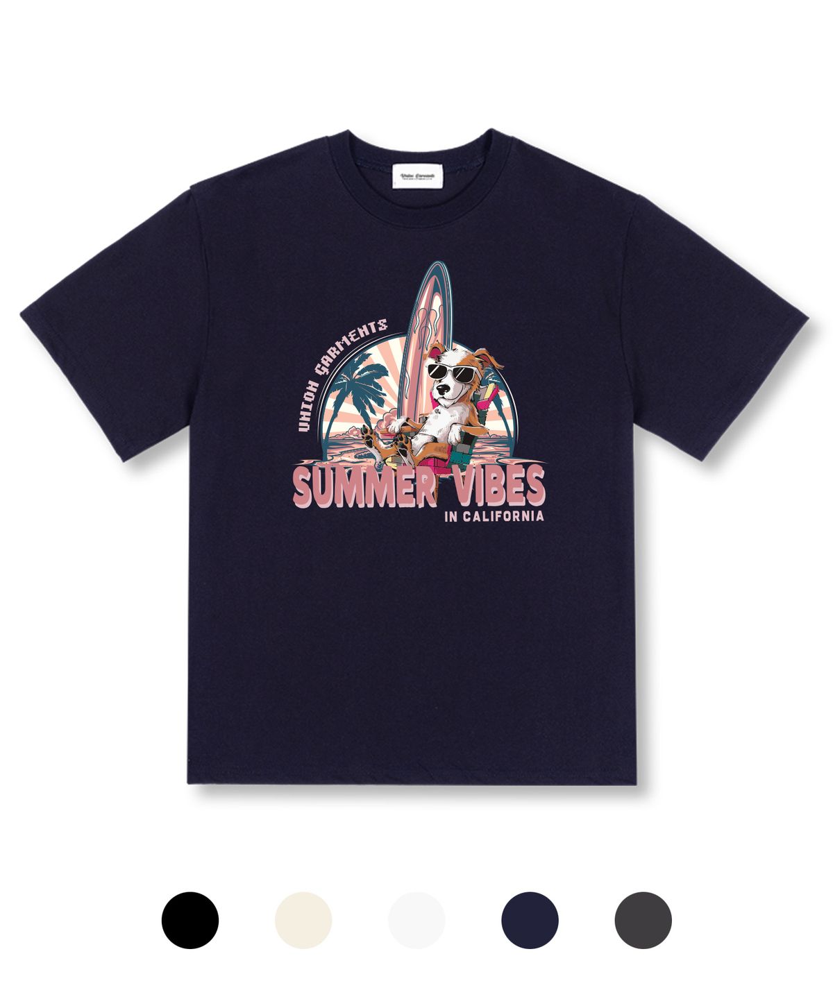 유니온가먼츠(UNION GARMENTS) 캘리포니아 바이브 오버핏 반팔 티셔츠 5 COLOR