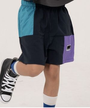 쿨 컬러 블록 쇼츠 팬츠 블루, 블랙