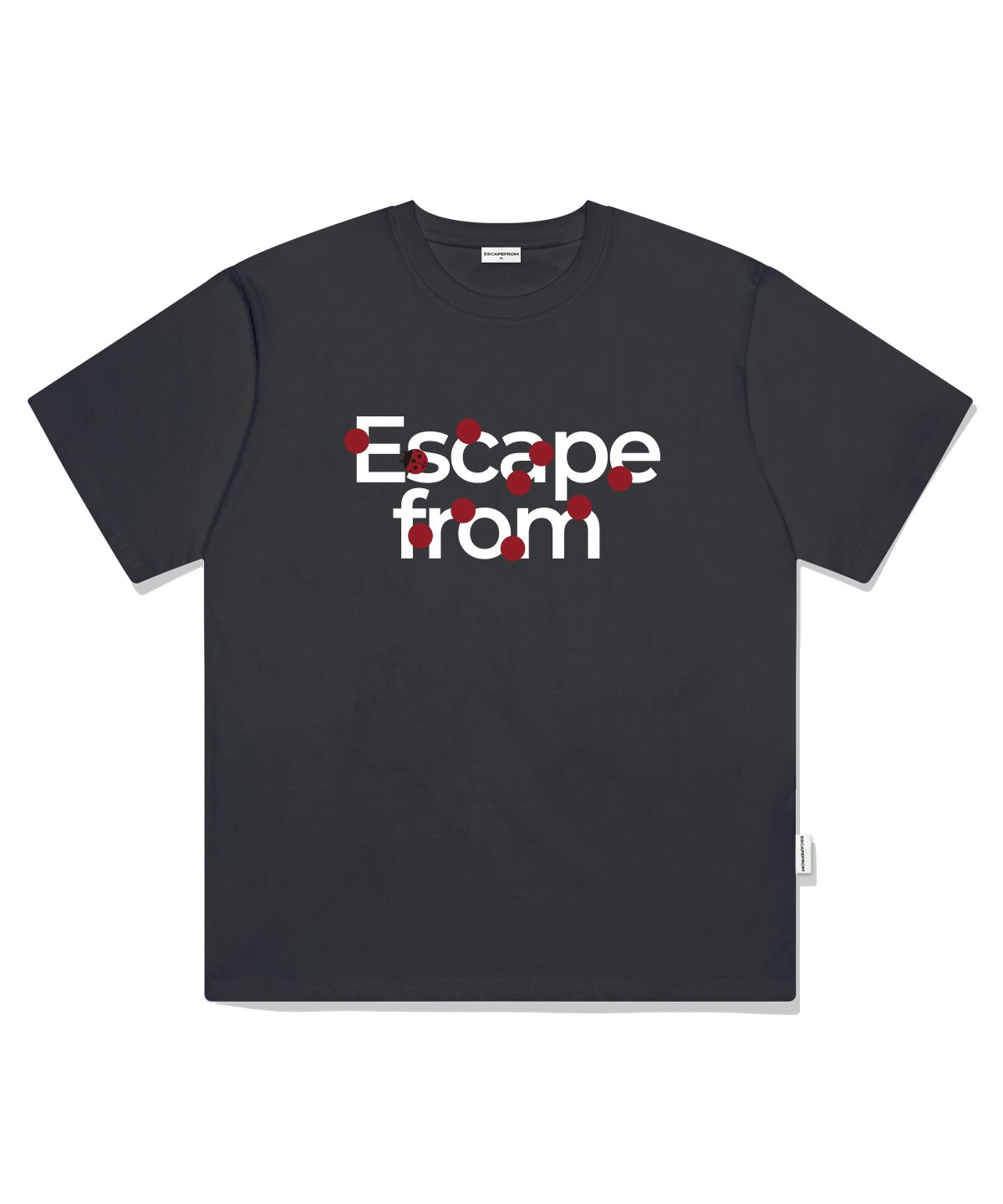 이스케이프프롬(ESCAPEFROM) 로고 레이디버그 프린트 오버핏 반팔티 차콜