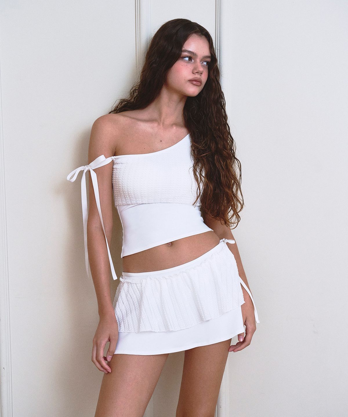 비나제이(VINAJ) 레이스 레이어드 스커트 커버업 (White)