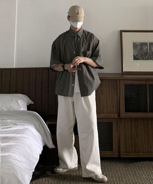 더 시티 체크 반팔셔츠 (나노블랙)