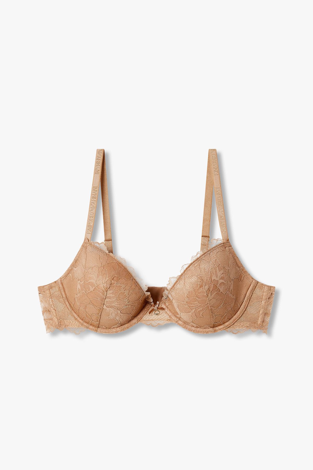 엠포리오 아르마니 언더웨어(EMPORIO ARMANI UNDERWEAR) 여성 플라워 레이스 리무브 푸쉬업 브라 _다크베이지 0825185512