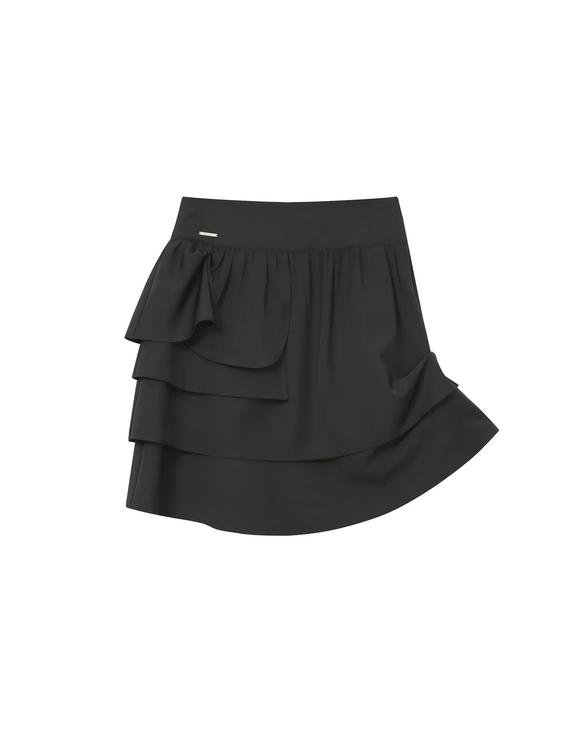 미세키서울(MISEKI SEOUL) Unbalanced layers midi skirt BLACK