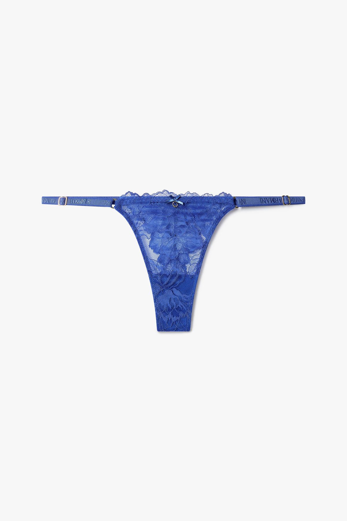 엠포리오 아르마니 언더웨어(EMPORIO ARMANI UNDERWEAR) 여성 플라워 레이스 스트랩 티팬티 _블루 0825110513