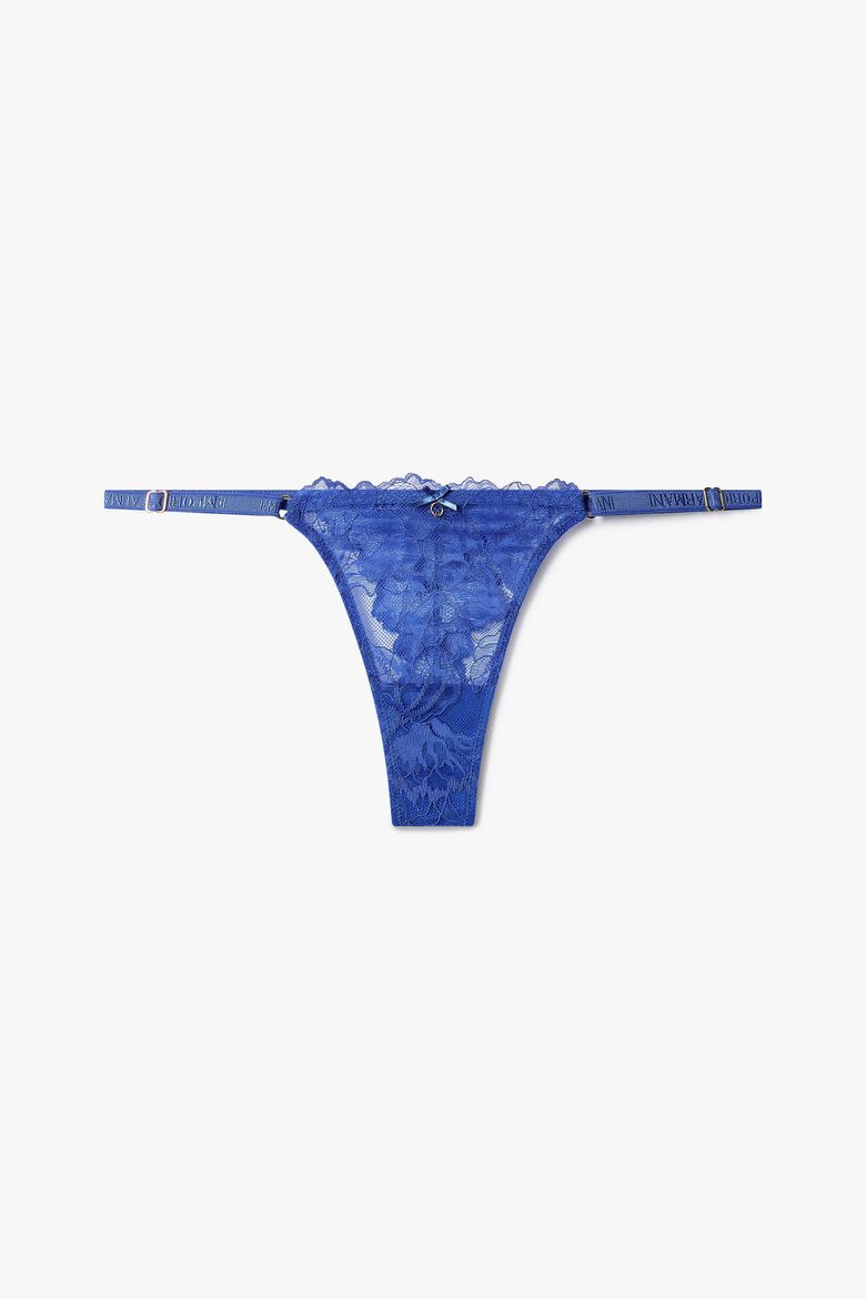 여성 플라워 레이스 스트랩 티팬티 _블루 0825110513