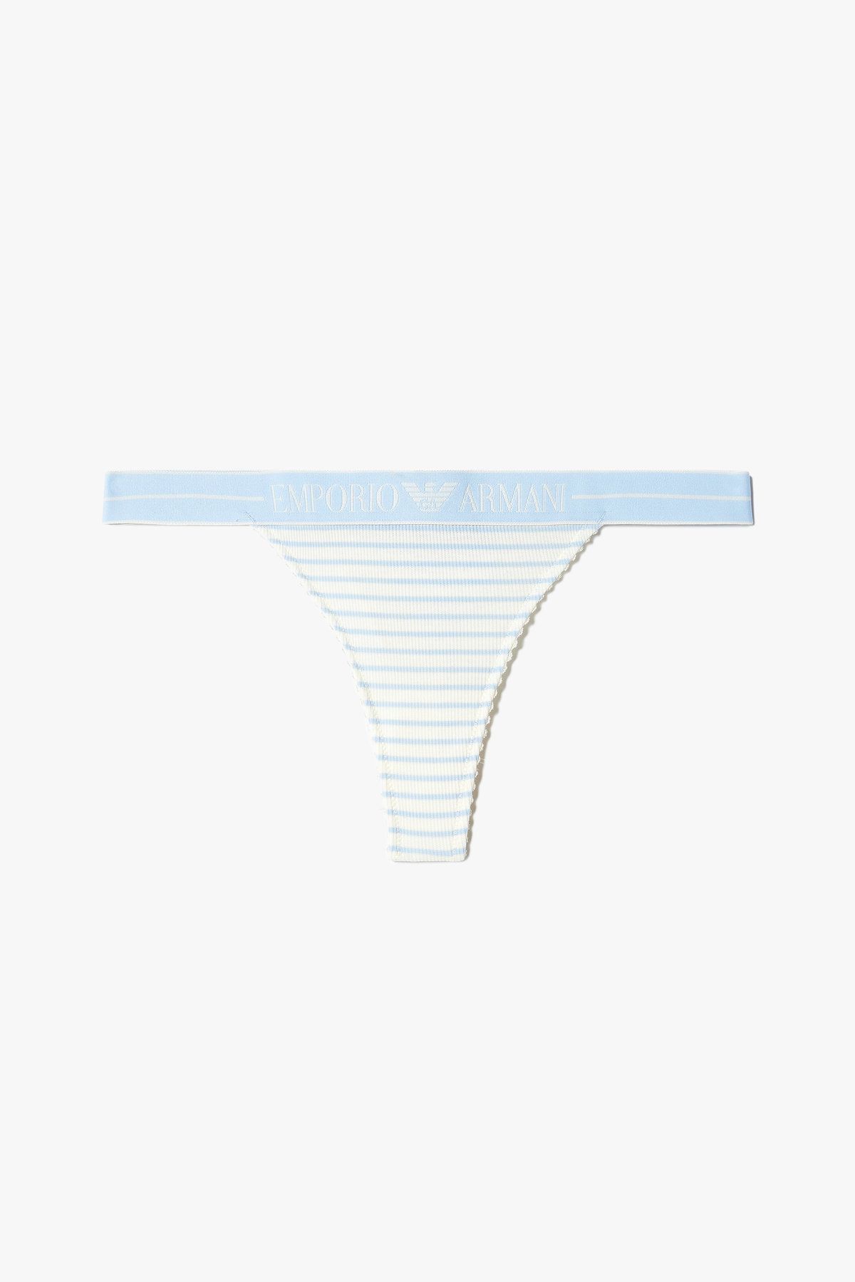 엠포리오 아르마니 언더웨어(EMPORIO ARMANI UNDERWEAR) 여성 스트라이프 로고 밴딩 티팬티 _아이보리 0825110529