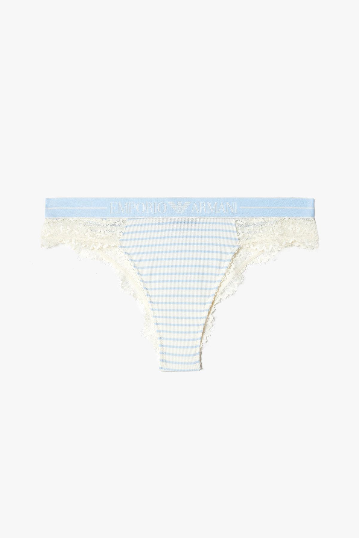 엠포리오 아르마니 언더웨어(EMPORIO ARMANI UNDERWEAR) 여성 스트라이프 브라질리언 브리프 _아이보리 0825111529