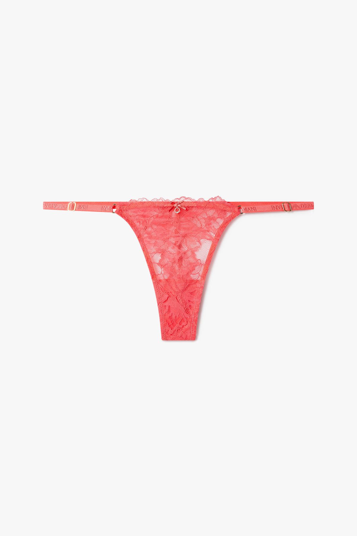 엠포리오 아르마니 언더웨어(EMPORIO ARMANI UNDERWEAR) 여성 플라워 레이스 스트랩 티팬티 _라이트 코랄 0825110511