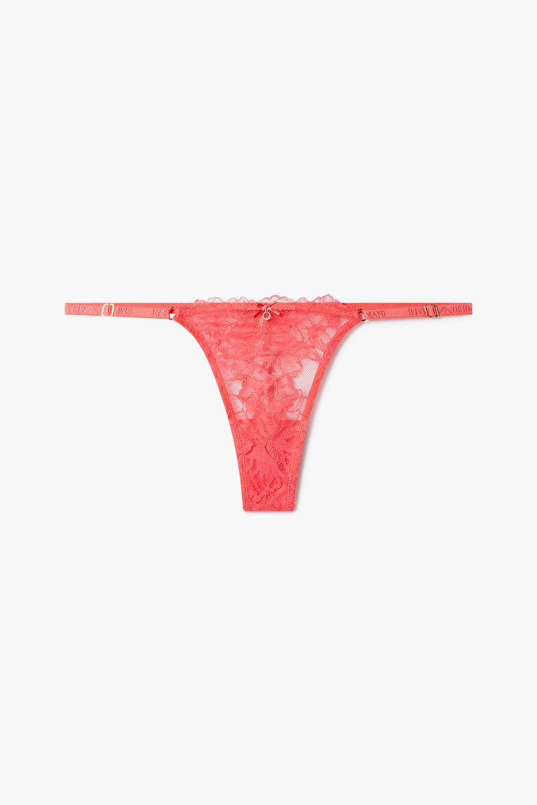 여성 플라워 레이스 스트랩 티팬티 _라이트 코랄 0825110511