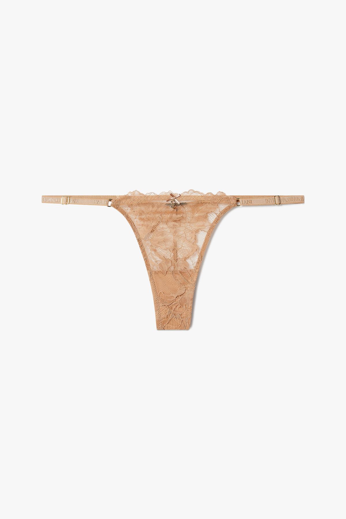 엠포리오 아르마니 언더웨어(EMPORIO ARMANI UNDERWEAR) 여성 플라워 레이스 스트랩 티팬티 _다크베이지 0825110512