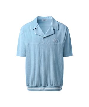 Men Towel collar t-shirt Sky blue