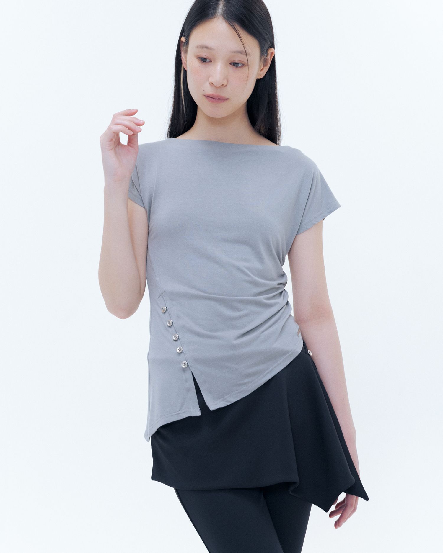 【Miseki SEOUL】25ss Side shirring slit top MUSINSA | MISEKI SEOUL Side shirring slit top GREY