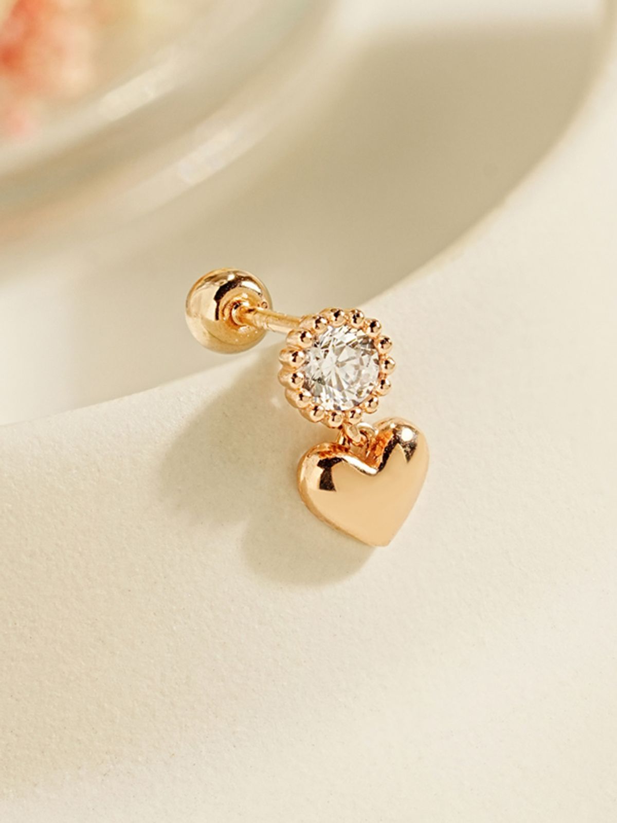 미니멀피어싱(MINIMALPIERCING) 14K 미스티 하트 드롭 피어싱 귀걸이
