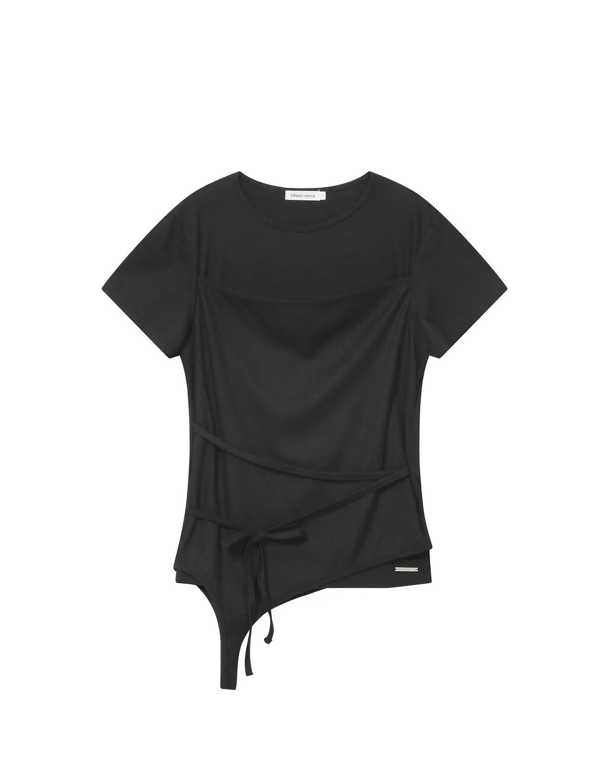 미세키서울(MISEKI SEOUL) String layered knit top BLACK