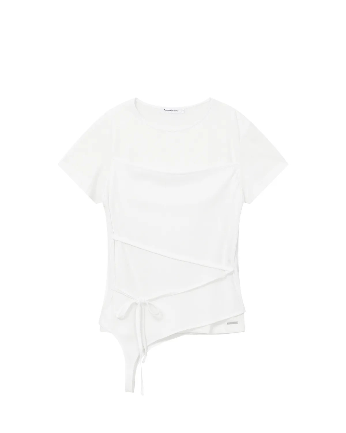 미세키서울(MISEKI SEOUL) String layered knit top WHITE