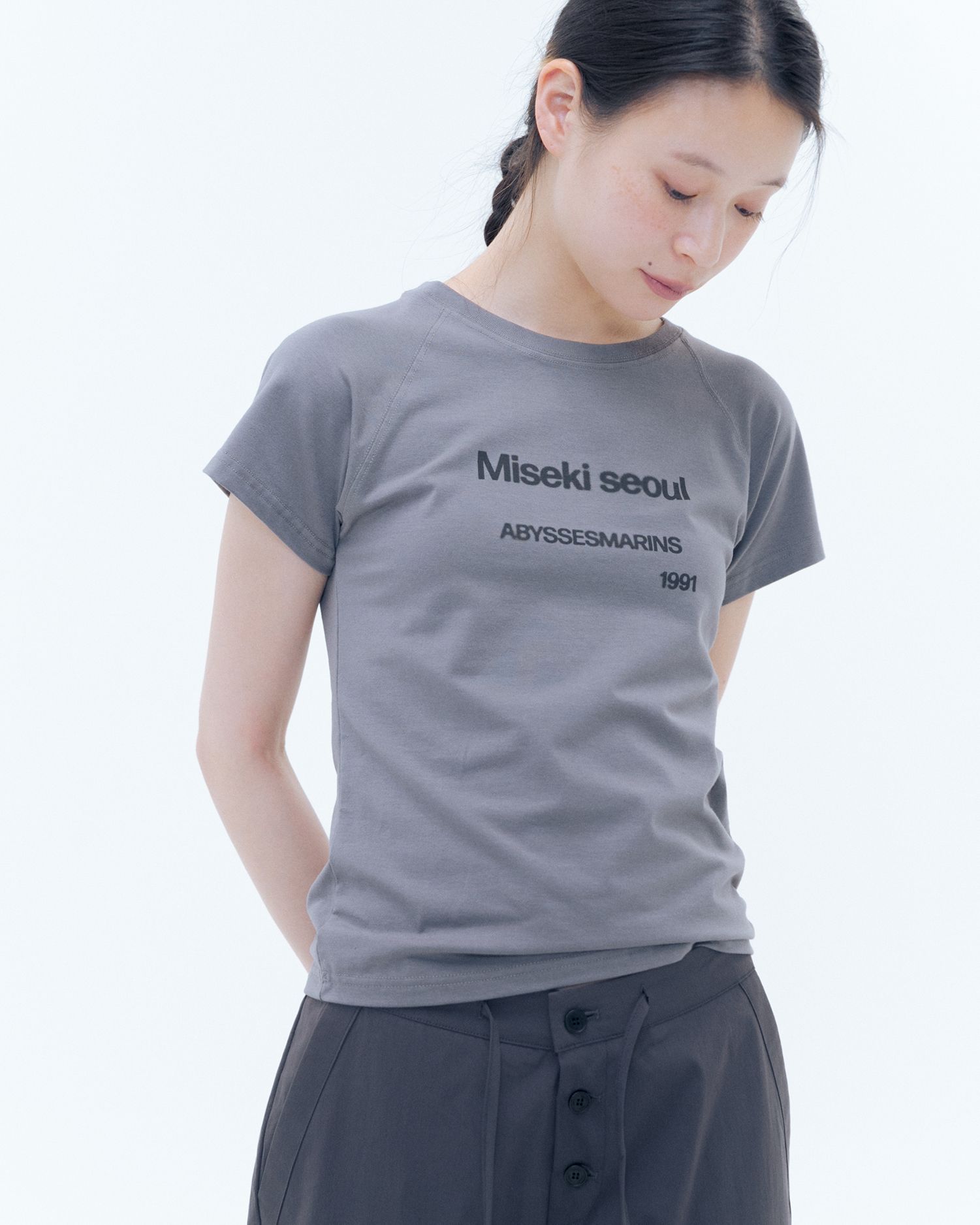 MISEKI SEOUL★韓国★人気Raglan logo short sleeves LIGHT GREY MUSINSA | MISEKI SEOUL Abyssesmarins raglan short sleeves GREY