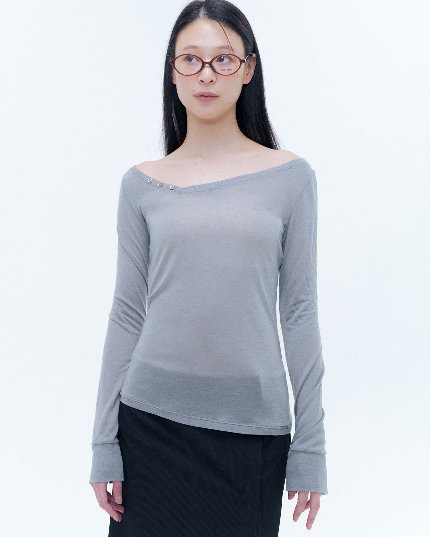 ★MISEKI SEOUL★ Button Sheer long sleeves MUSINSA | MISEKI SEOUL Button Sheer long sleeves GREY